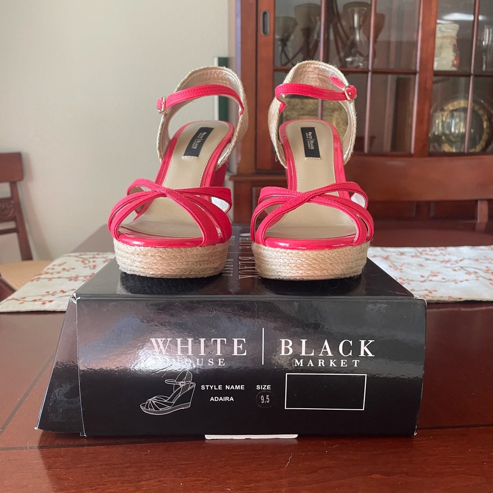 White House Black Market Red Wedge Shoes
